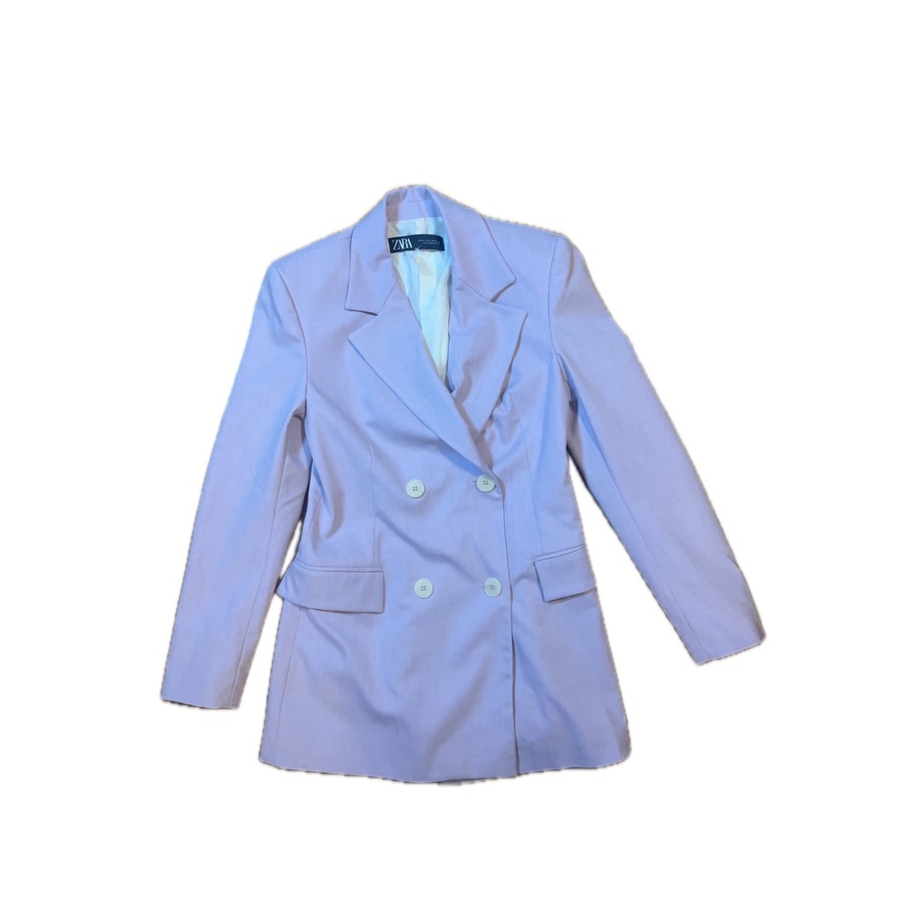 Zara Blazer Womens XS Lilac Purple Excellent Double Breasted Longline Jacket